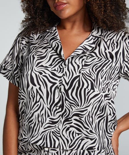 Satin Short-Sleeved Jacket, White