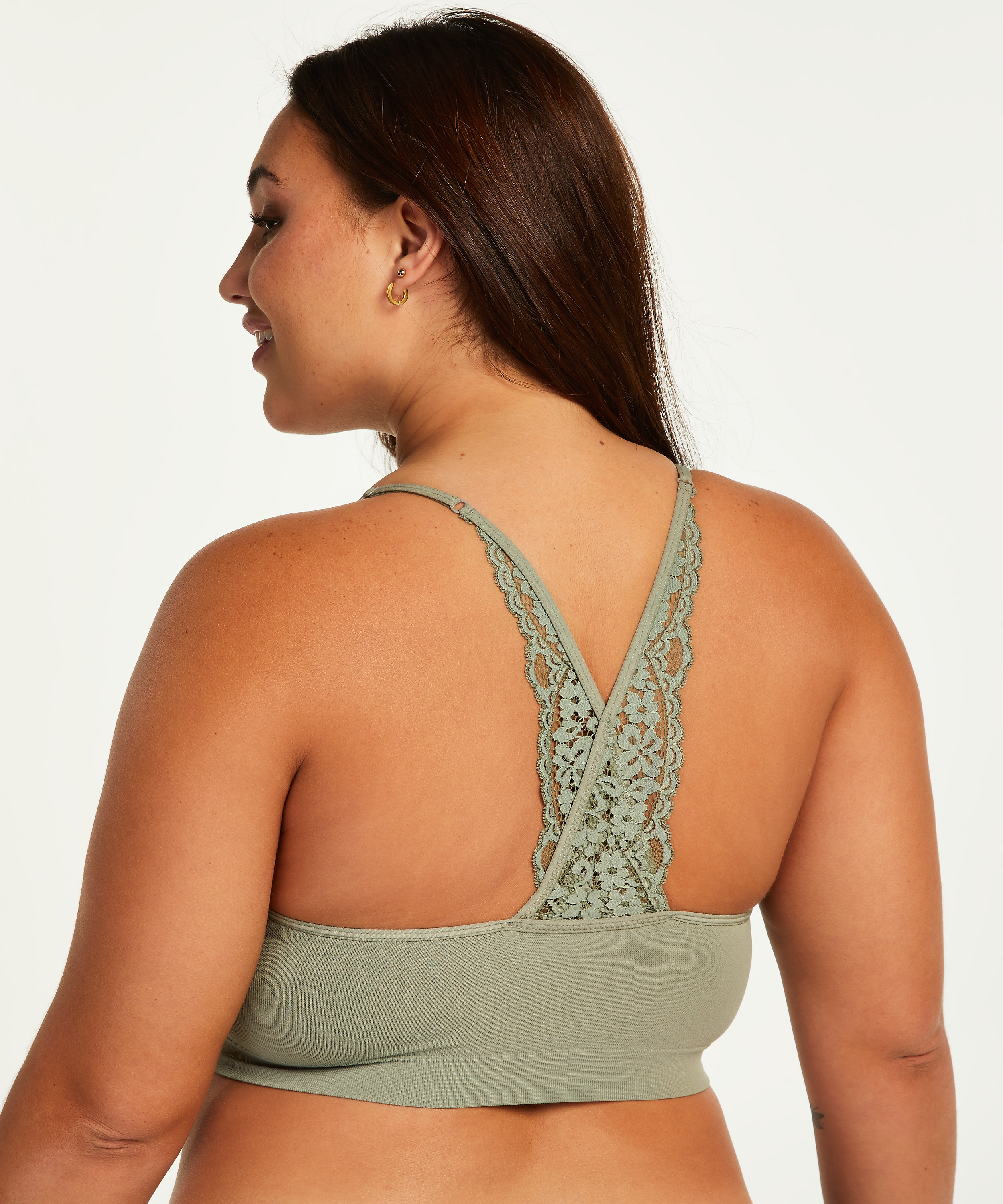 Rose seamless bralette, Green, main