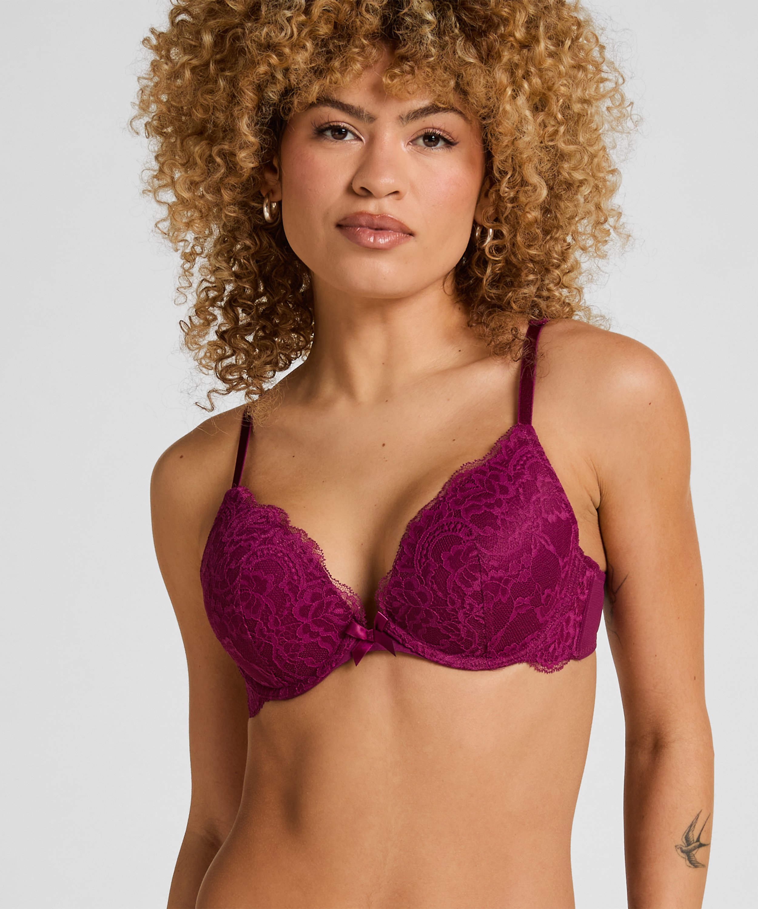Teddy Padded Push-Up Underwired Bra, Purple, main