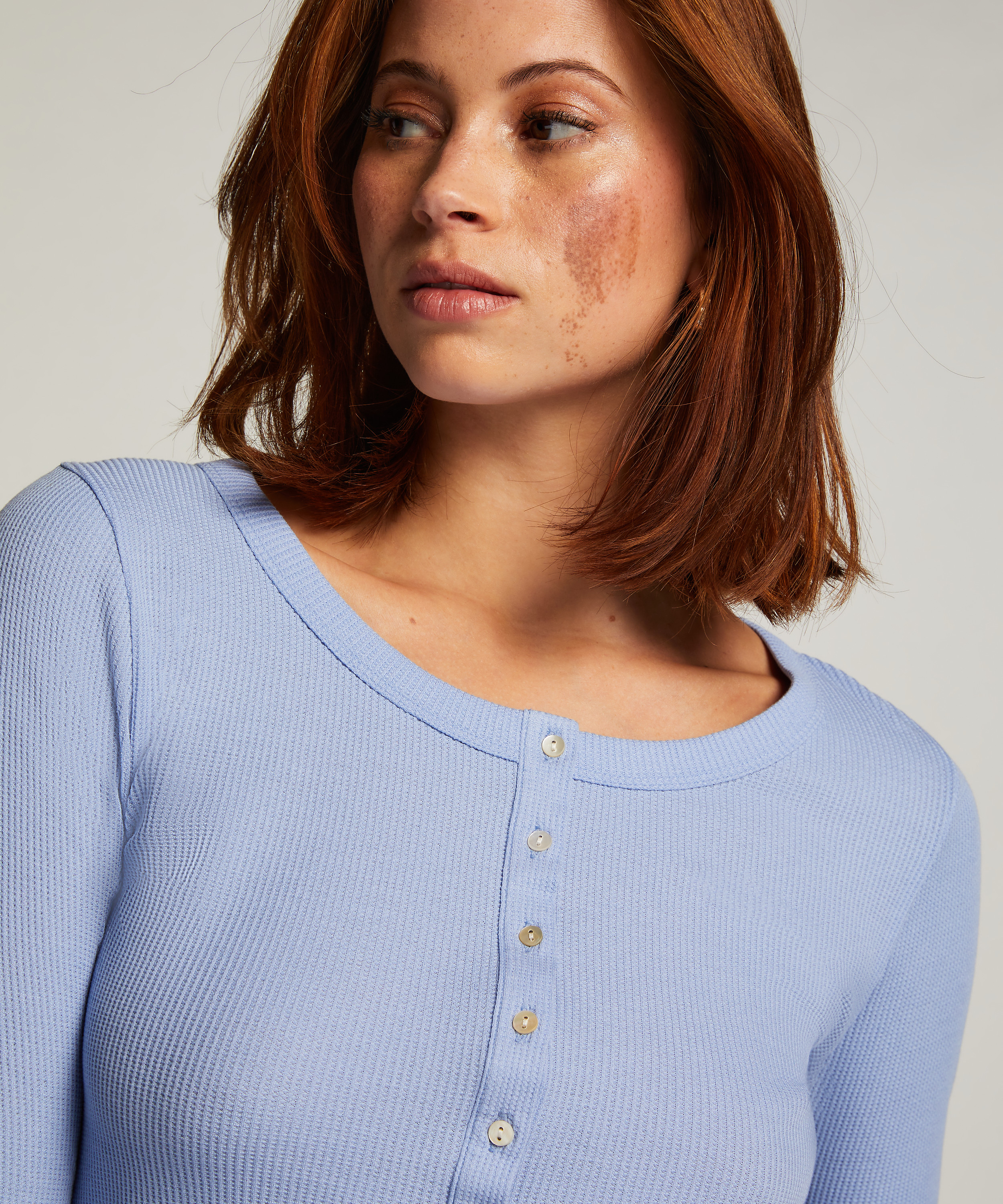 Long-Sleeved Pyjama Top, Blue, main