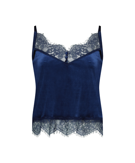 Shiny Velours Lace Cami, Blue
