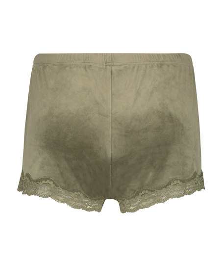 Velvet lace shorts, Green