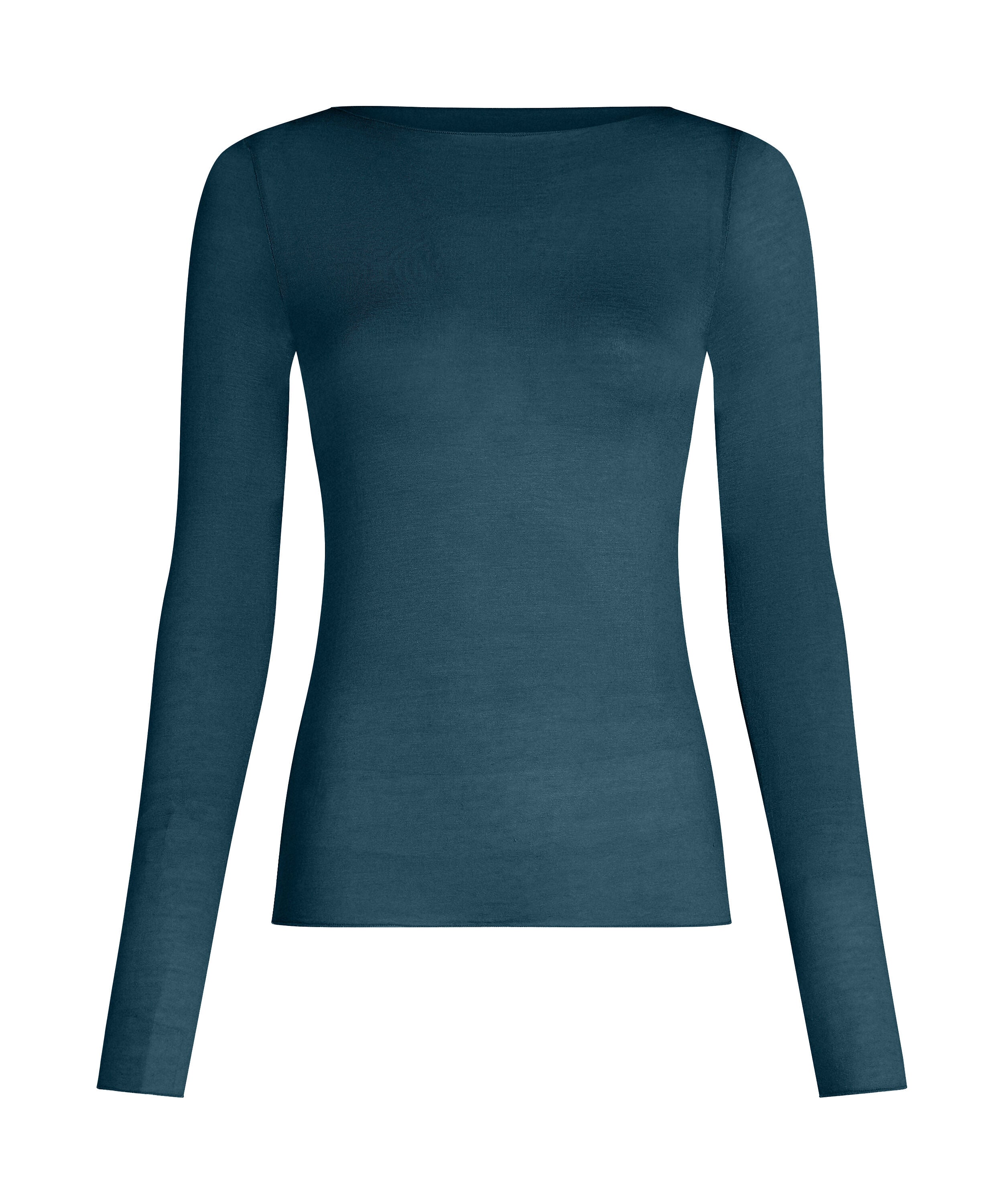 super soft Boatneck Shirt with Cashmere, Blue