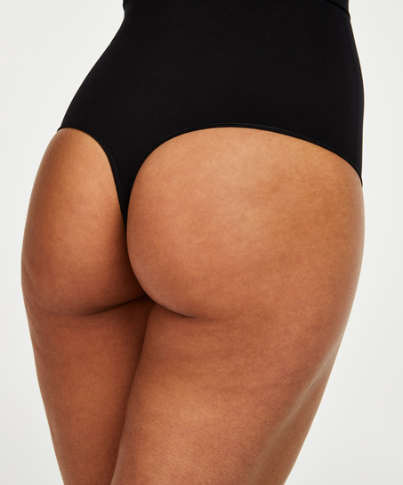 Firming high waisted thong - Level 2, Black