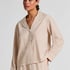 Dobby Pyjama Jacket Woven Cotton, Beige
