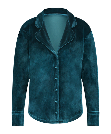 Velours Long-Sleeved Jacket, Blue