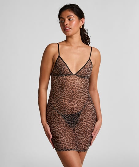 Leopard Mesh Slip Dress - Slip dresses & Babydolls - Hunkemller Leopard Mesh Slip Dress - Slip dresses & Babydolls - Hunkemller