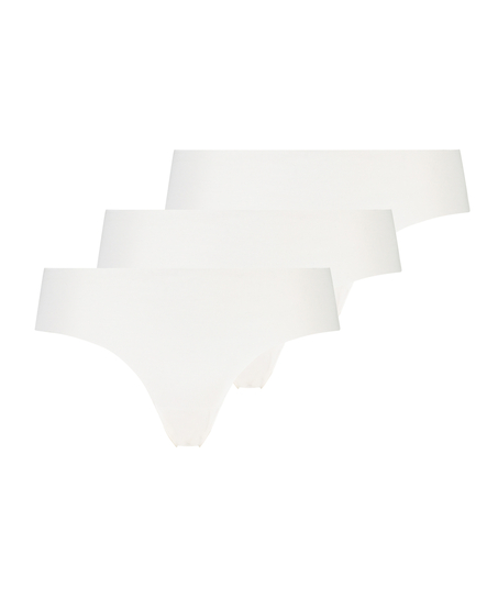 3-pack invisible Brazilian, White