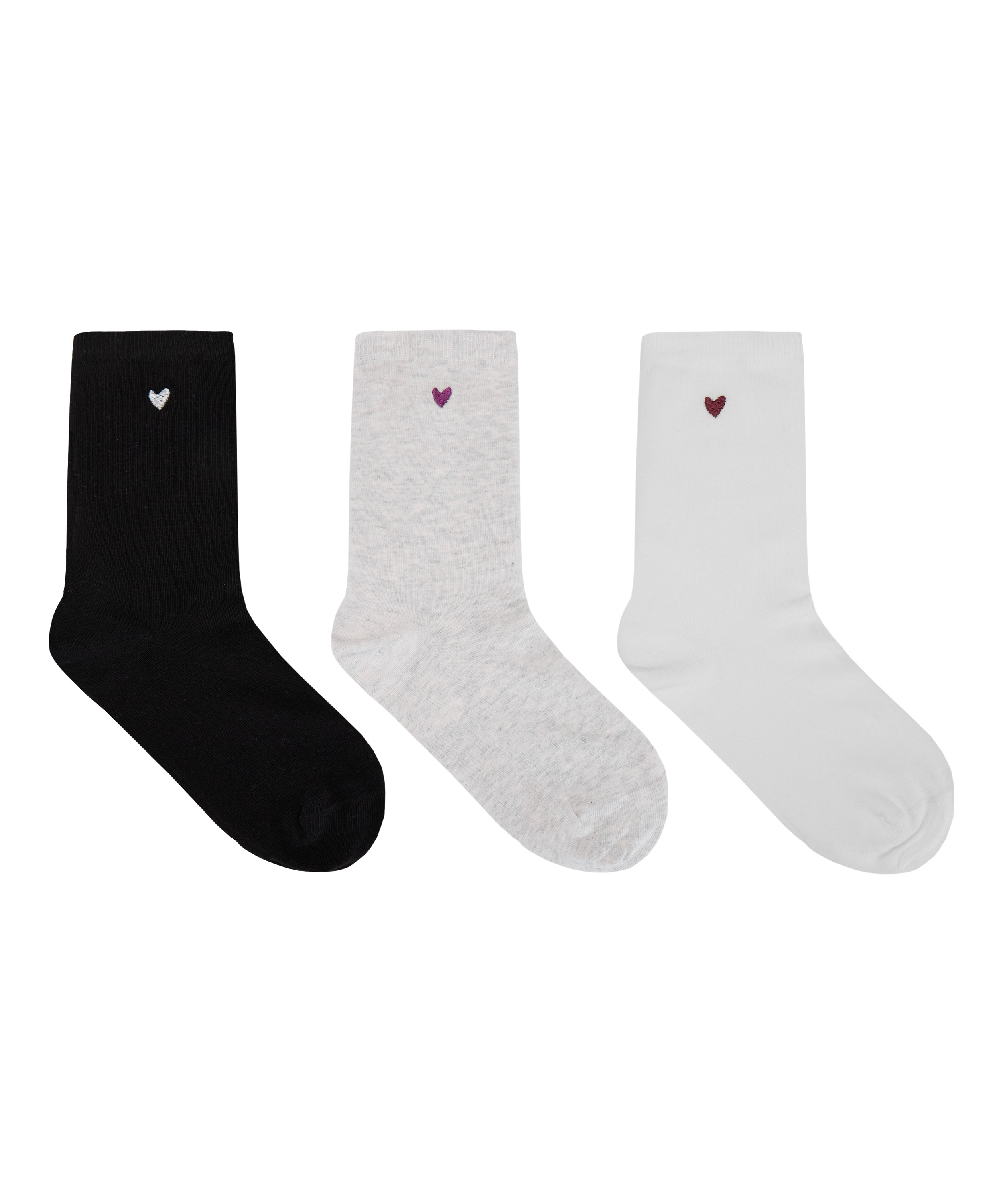 Socks 3 Pair Cotton, White, main