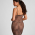 Leopard Mesh Slip Dress, Black