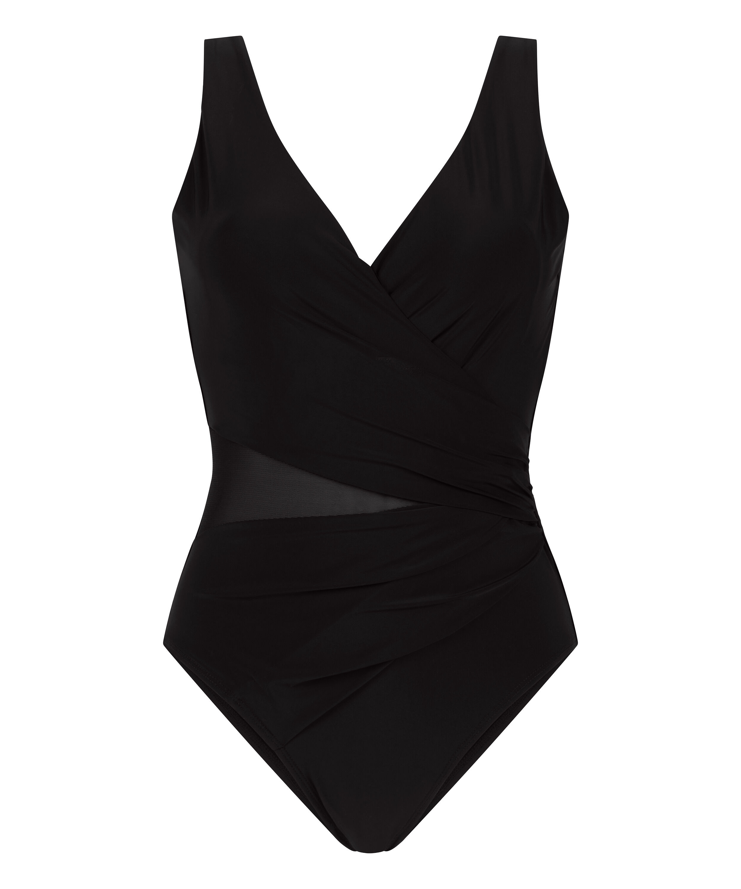 Shaping Shell Mesh Swimsuit, Black