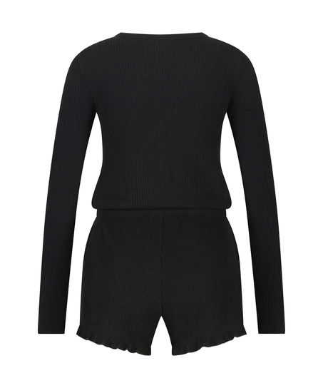 Brushed Short Onesie, Black