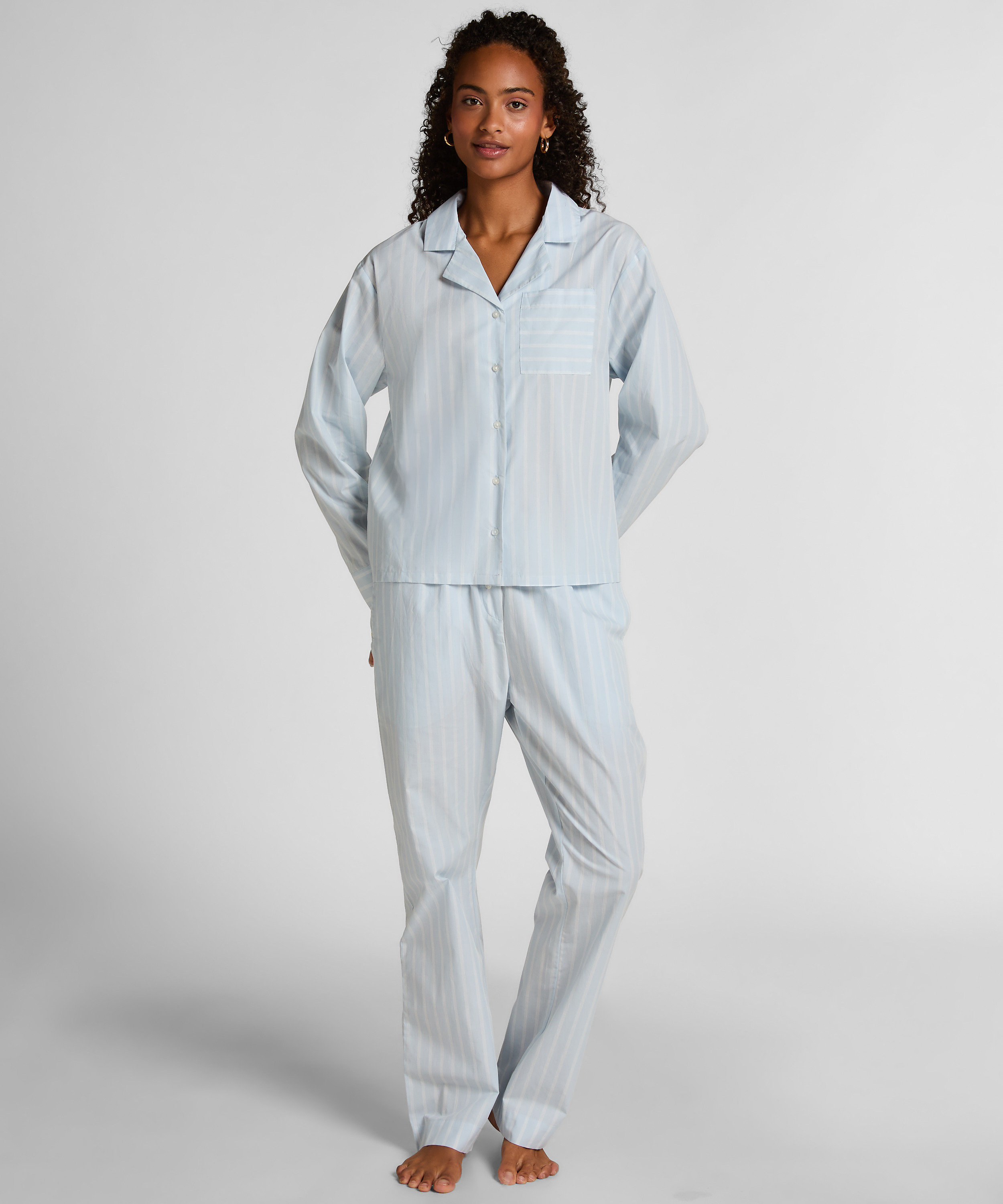 Pant Woven Cotton Stripe, Blue, main