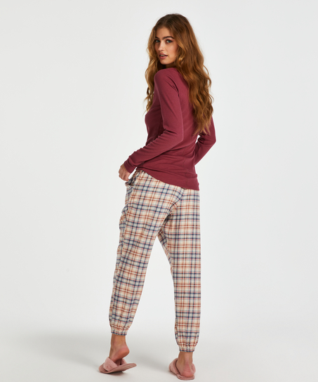 Petite Twill Check Pyjama Pants, Beige
