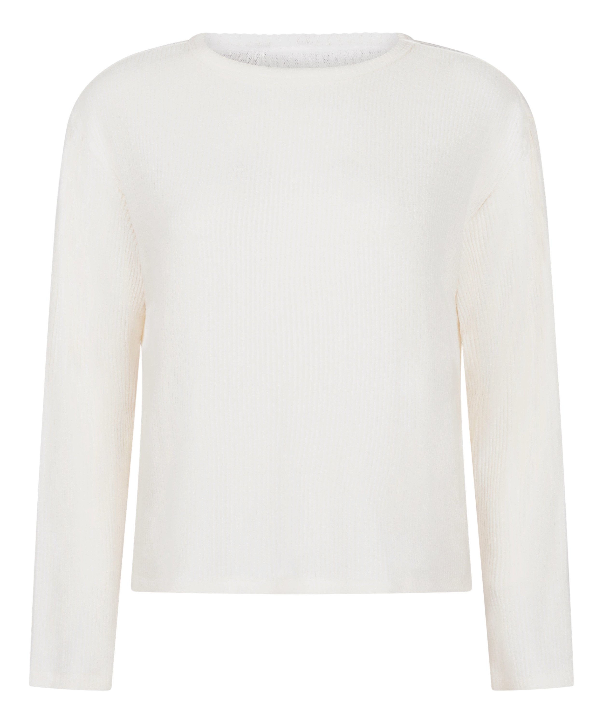 Jersey Long-Sleeved Pyjama Top, White, main