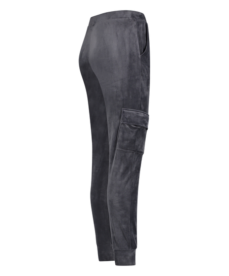 Velvet Jogging Pants Cargo, Gray
