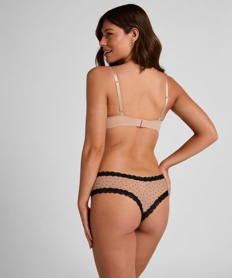 V-shaped Brazilian knickers mesh, Brown