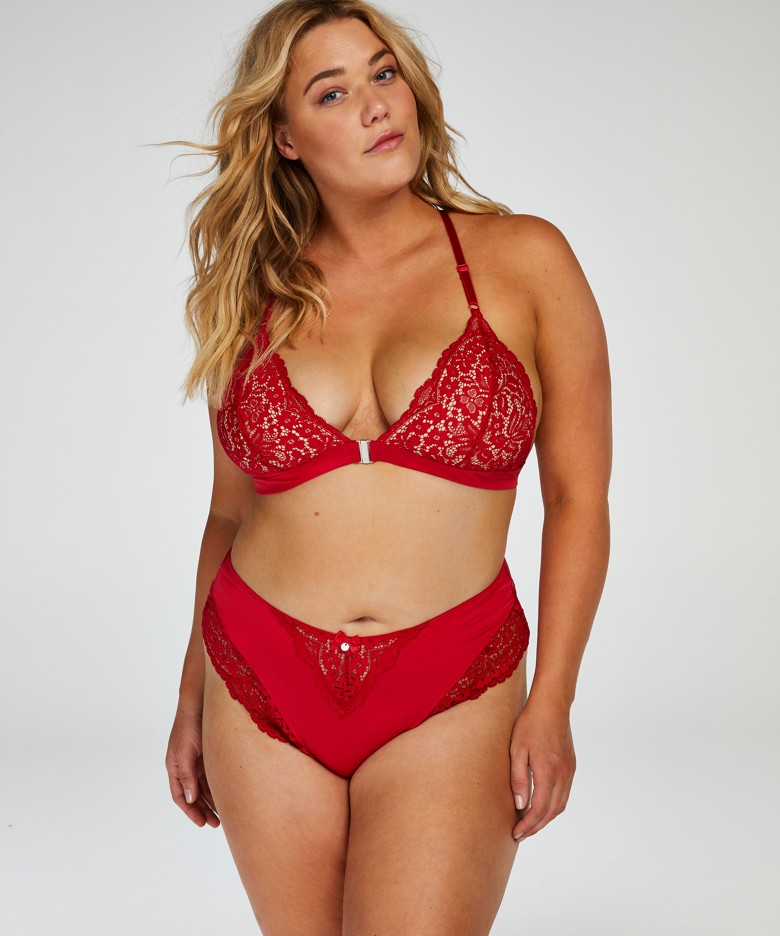 Rose Padded Triangle Bralette, Red, main