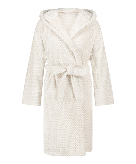 Fleece Bathrobe, Beige