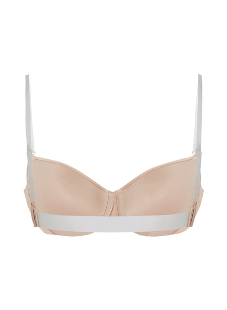 Transparent Back Padded Underwired Bra, Beige