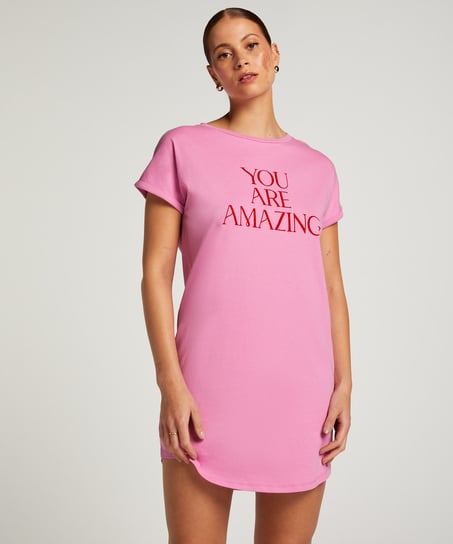 Round Neck Nightshirt, Pink