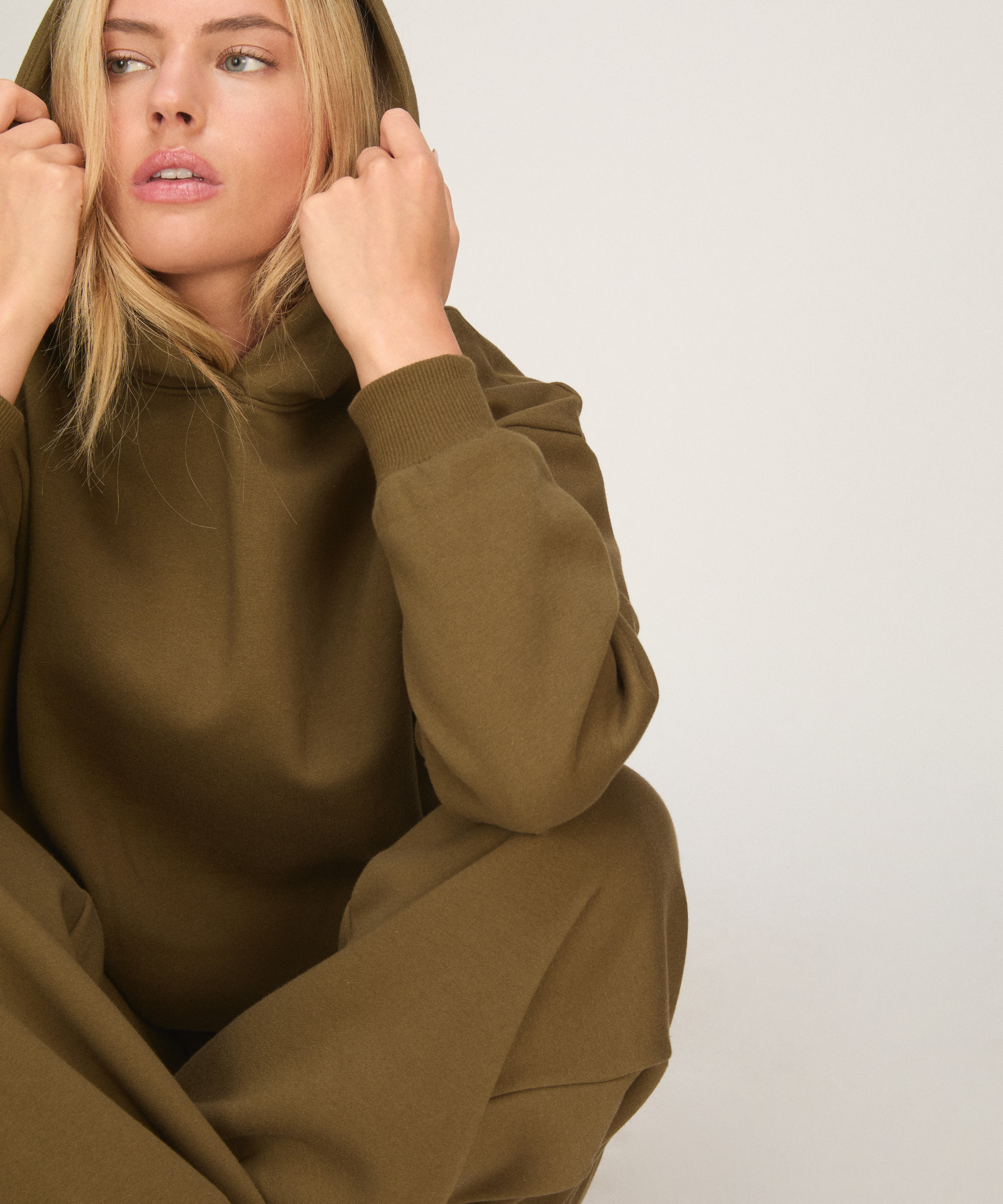 Hoodie brushed sweat, Green, main