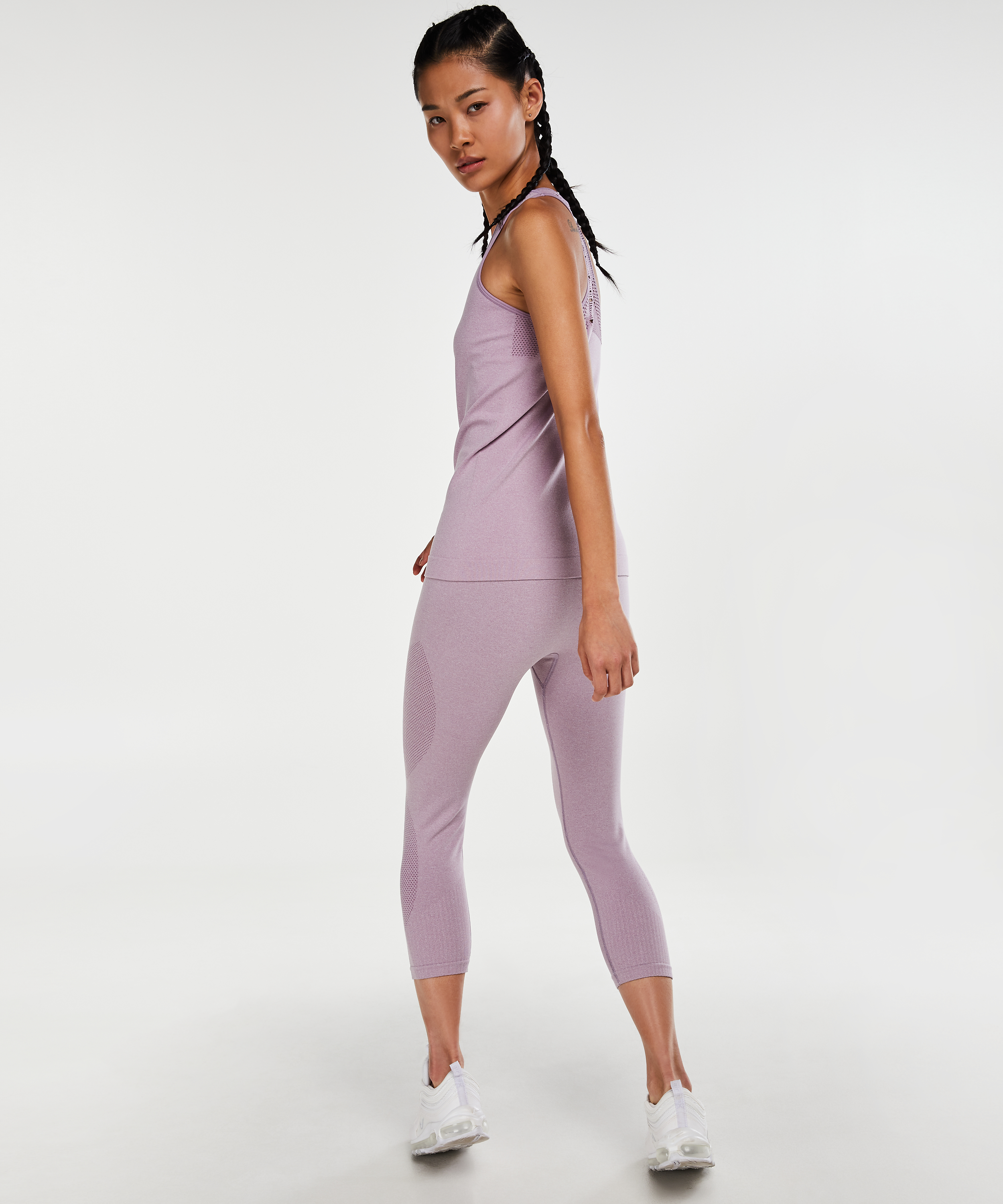 HKMX high waist capri round knit, Purple, main