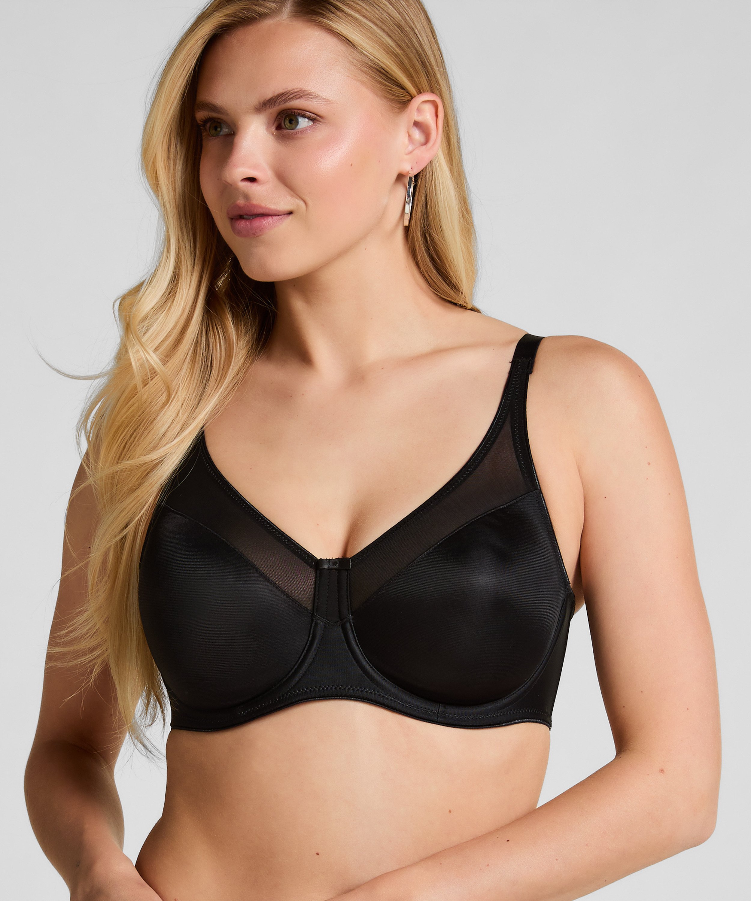 Nina Non-Padded Underwired Minimizer Bra, Black, main