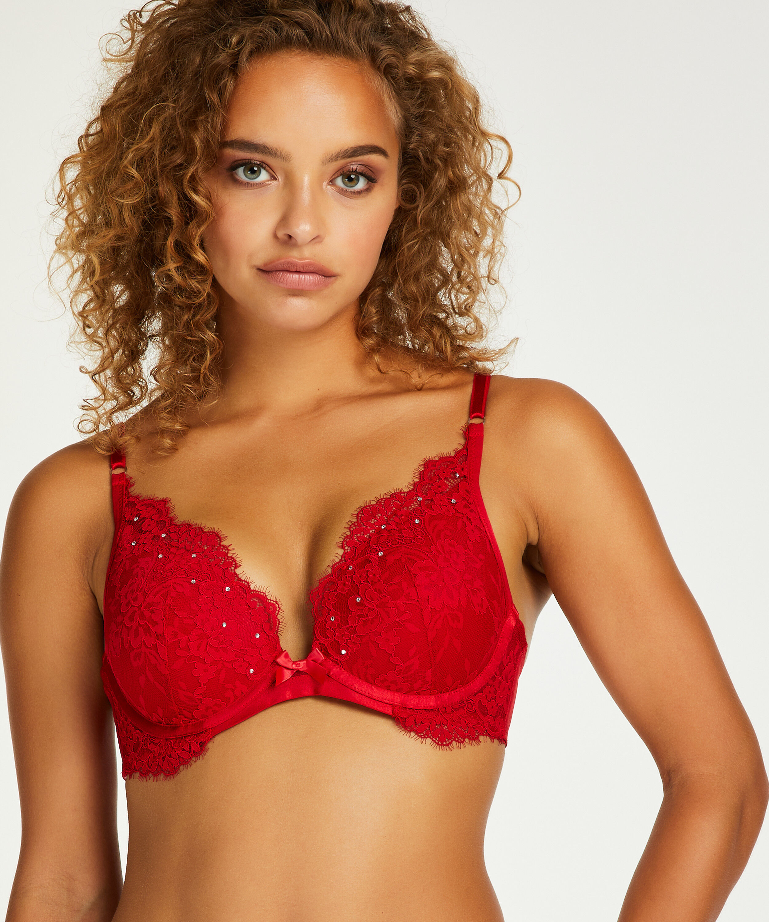 Pauline Padded Push-Up Underwired Bra, Red