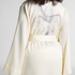 Kimono Long Satin Floral, White