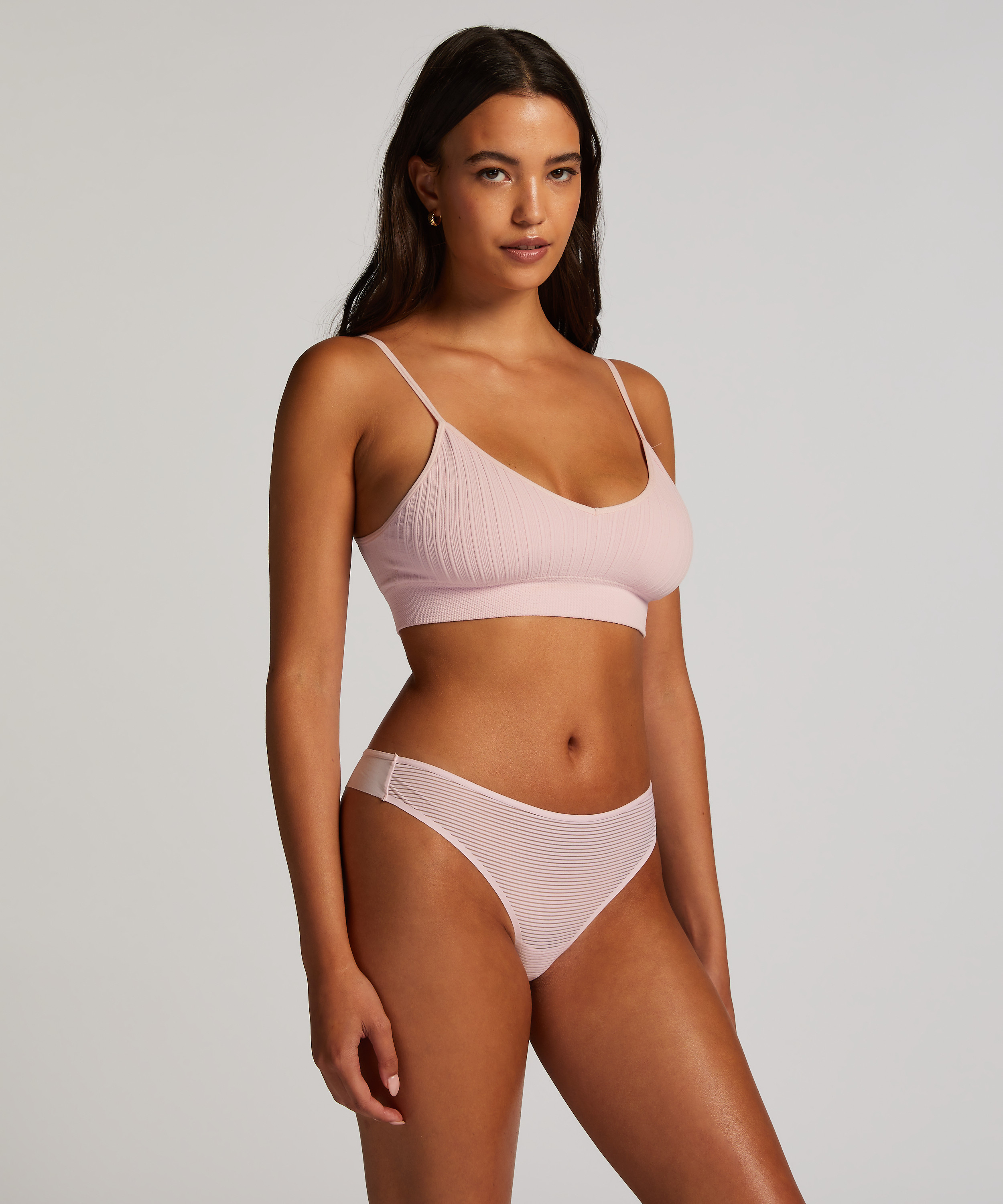 Invisible thong Stripe mesh, Pink, main
