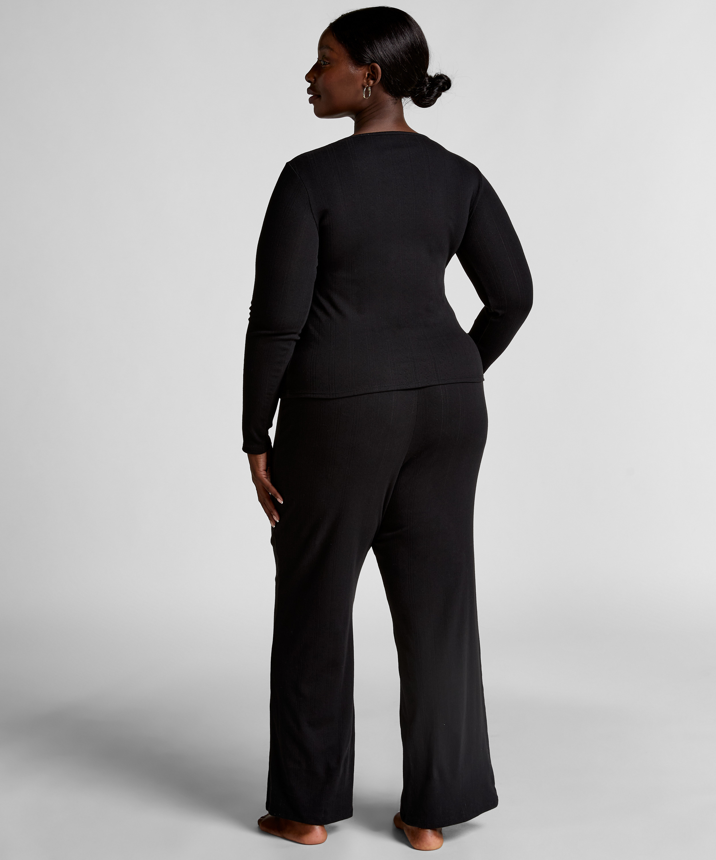 Henley Pyjama Top, Black, main
