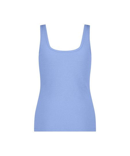 Ribbed Lace Singlet, Blue