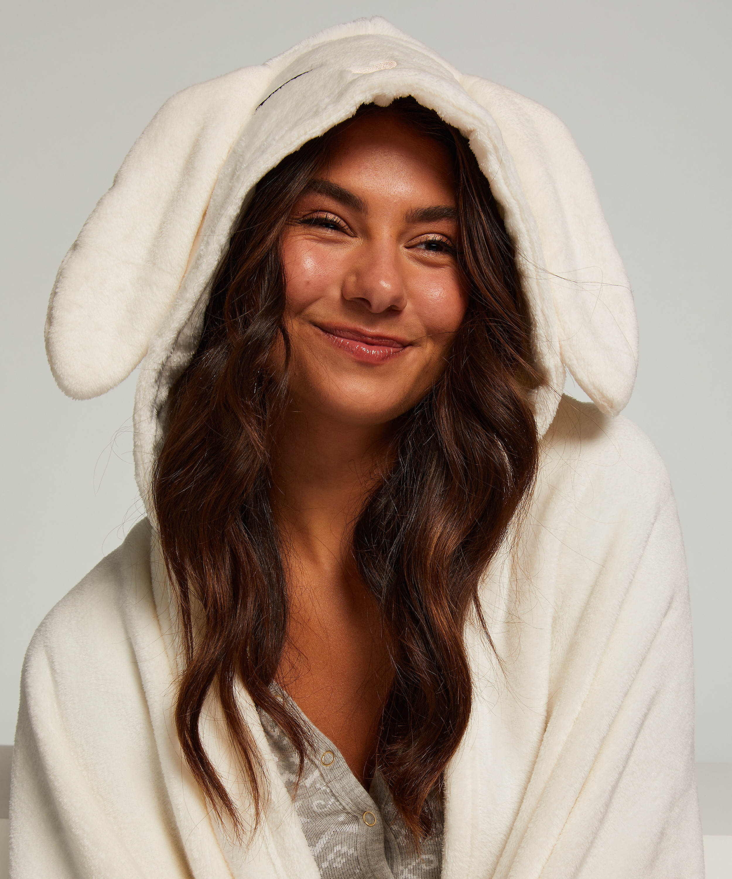 Winter Bunny Snuggle Blanket, White, main