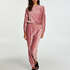 Velour rib top with long sleeves, Pink