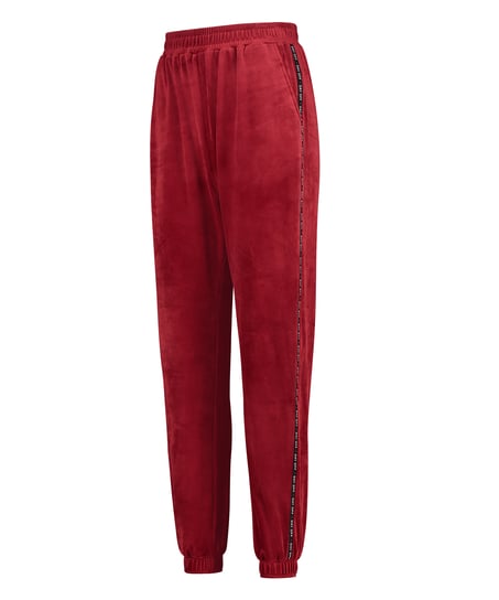 Loosefit Velour Jogging Bottoms, Red