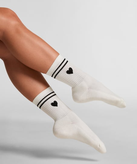 Cotton Crew Socks, White