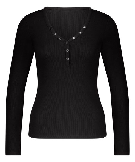 Long-Sleeved Pyjama Top, Black