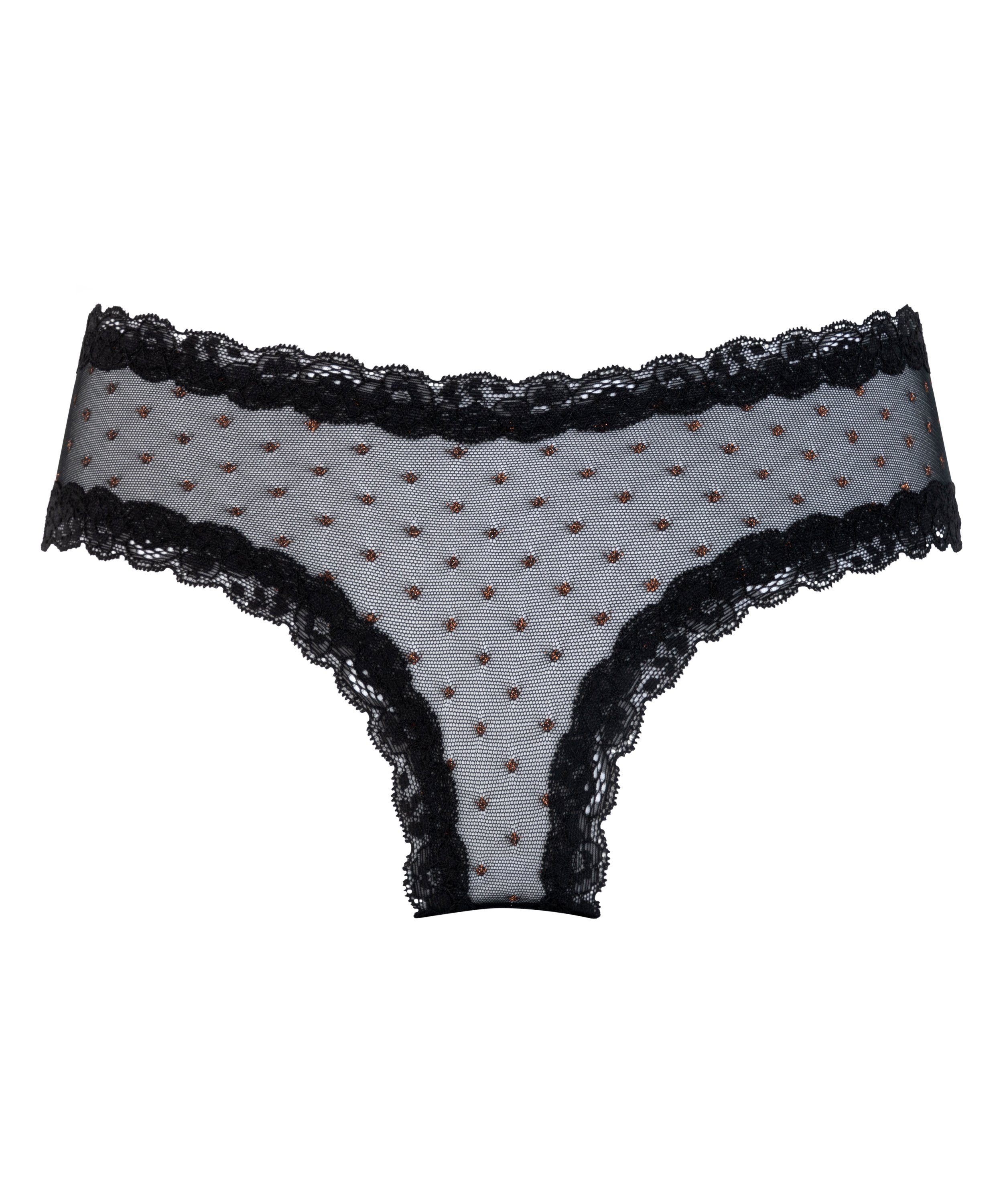 V-shaped Brazilian knickers mesh, Black, main