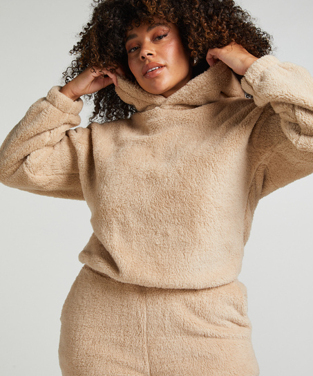 Snuggle Hoodie Fleece, Beige