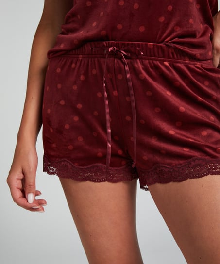 Velvet lace shorts, Purple