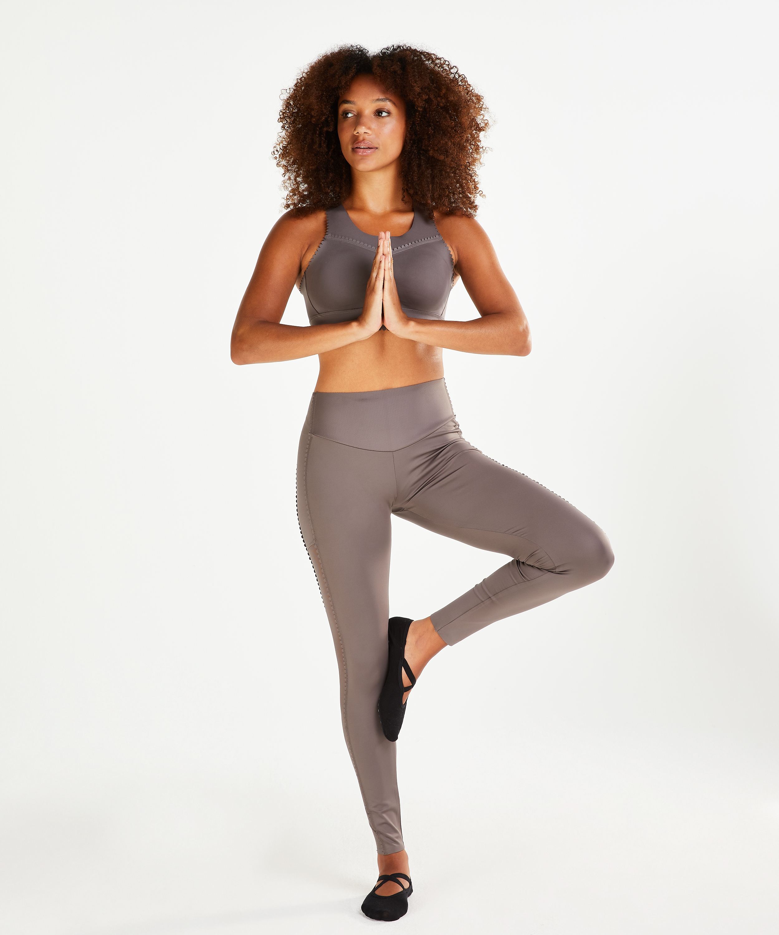 HKMX High waisted sport legging Scallop, Gray, main