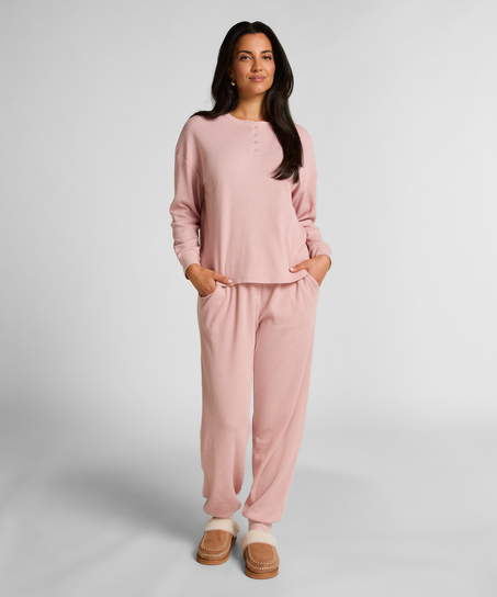 Top Waffle Henley, Pink