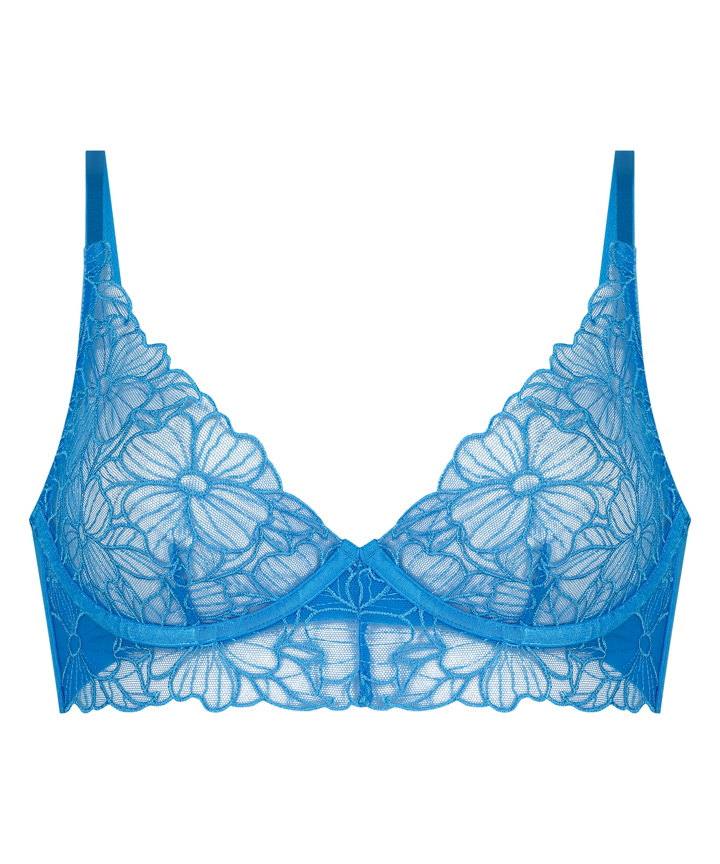Anya Non-Padded Longline Underwired Bra, Blue, main