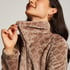 Fleece Zip Bathrobe, Brown