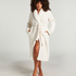 Long Fleece Bathrobe, White