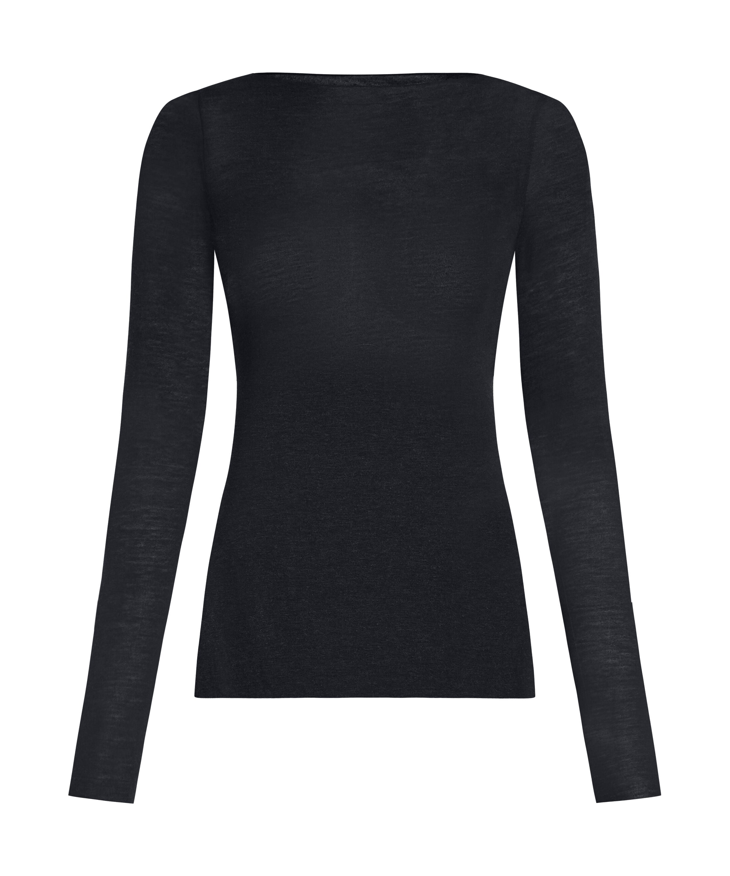 super soft Boatneck Shirt with Cashmere, Black