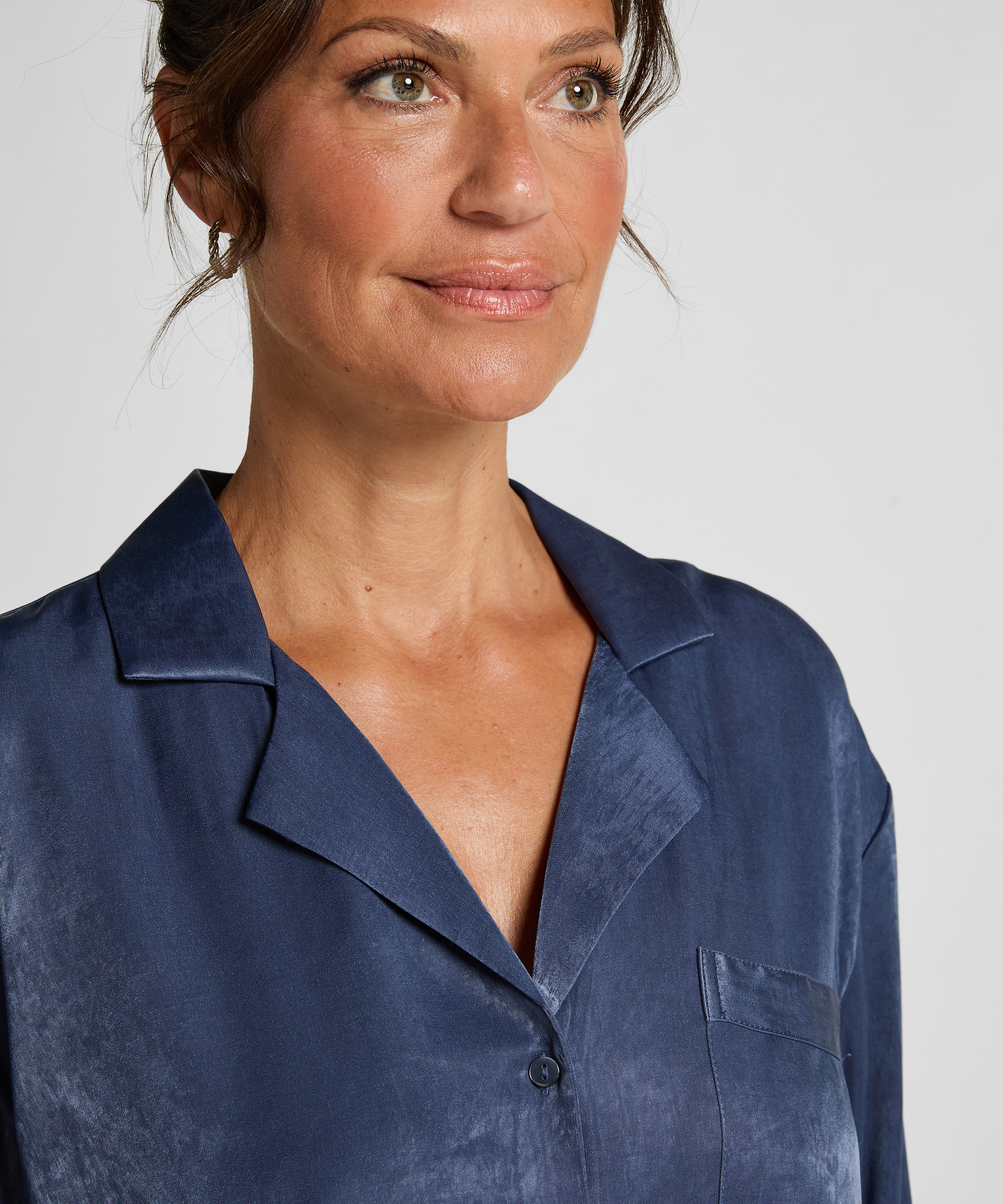 Ayla Satin Long-Sleeved Jacket, Blue, main