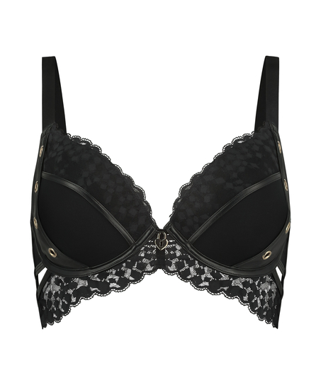 Desire Padded Underwired Longline Push-Up Bra, Black
