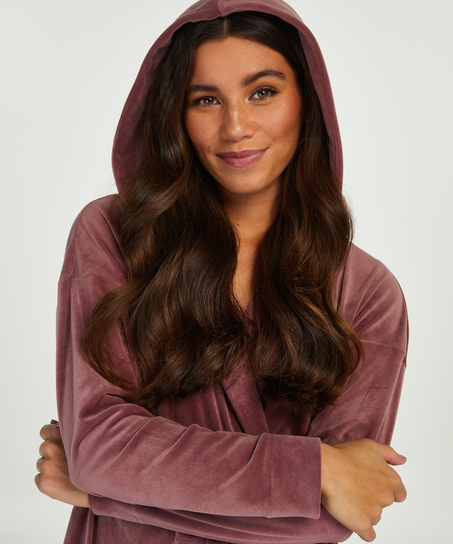 Velours short bathrobe, Purple